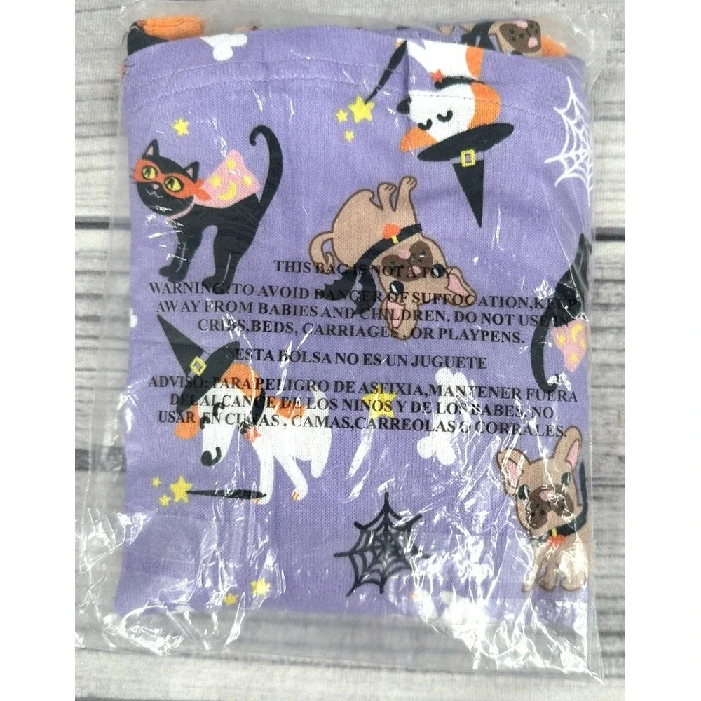 FREE 2 DREAM LITTLE GIRL HALLOWEEN PAJAMA SET Size 4 PURPLE WITH DOG / CAT PRINT